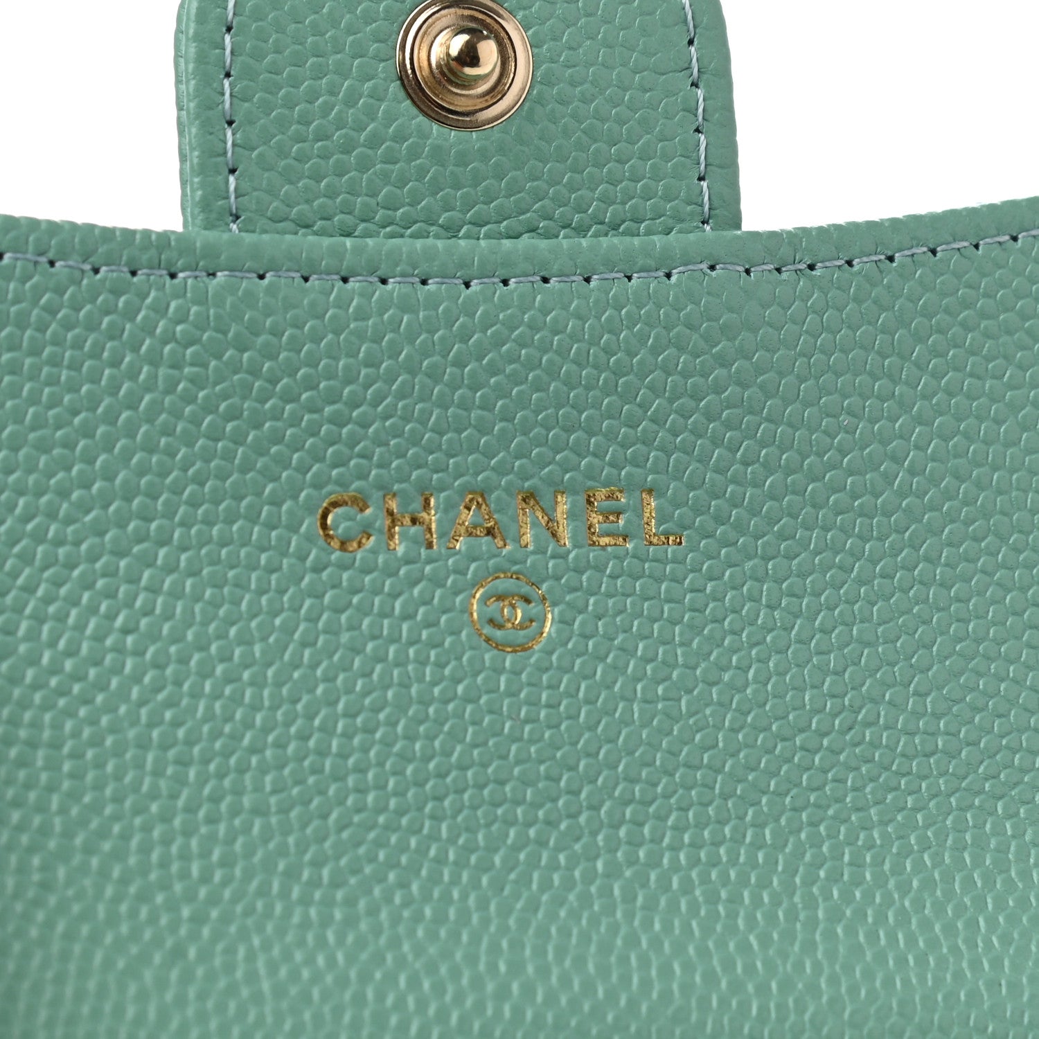 Chanel Caviar Quilted Flap Card Holder Wallet Light Green 6 of 9