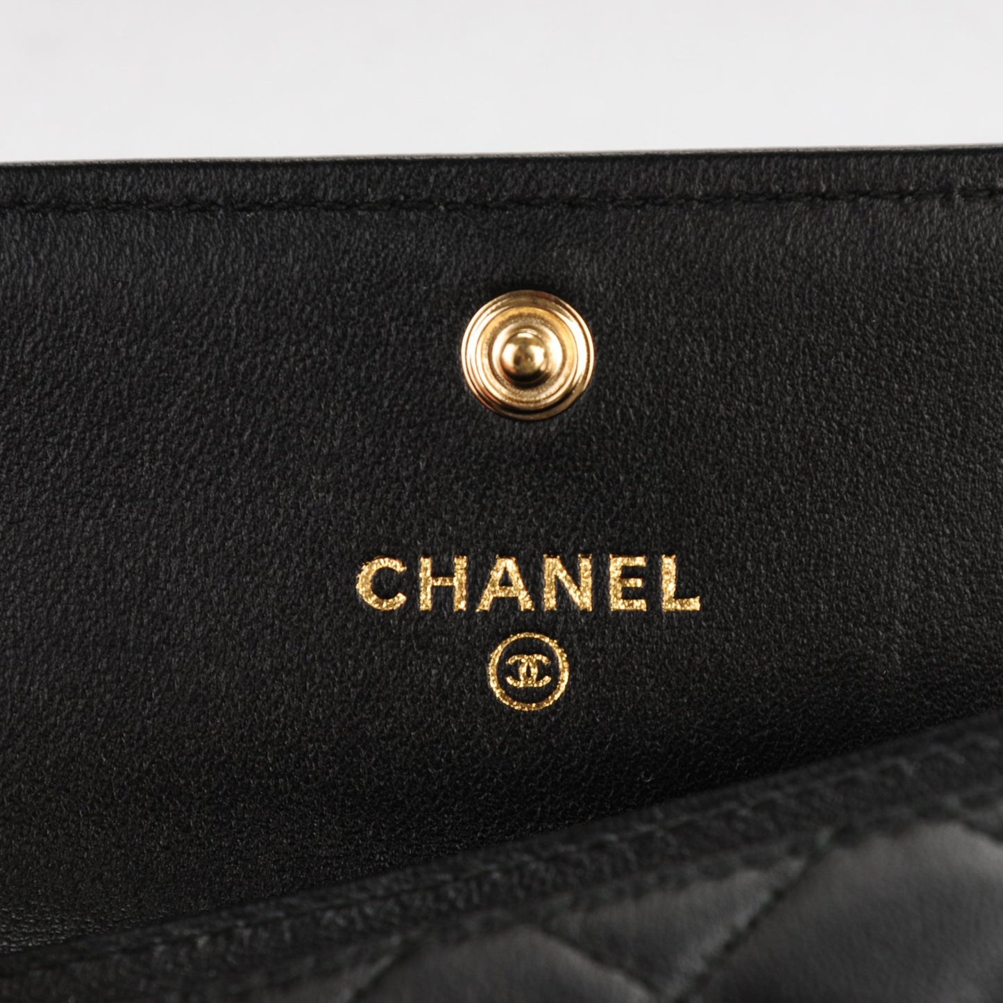 Lambskin Quilted Boy Card Holder Wallet Black