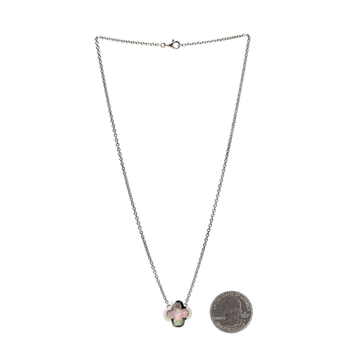 Van Cleef & Arpels 18K White Gold Gray Mother of Pearl Pure Alhambra Pendant Necklace 3 of 6