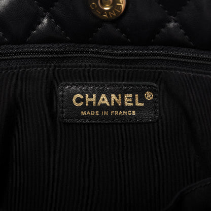 Chanel Lambskin Quilted Large Fluffy CC Shopping Tote Black 8 of 9