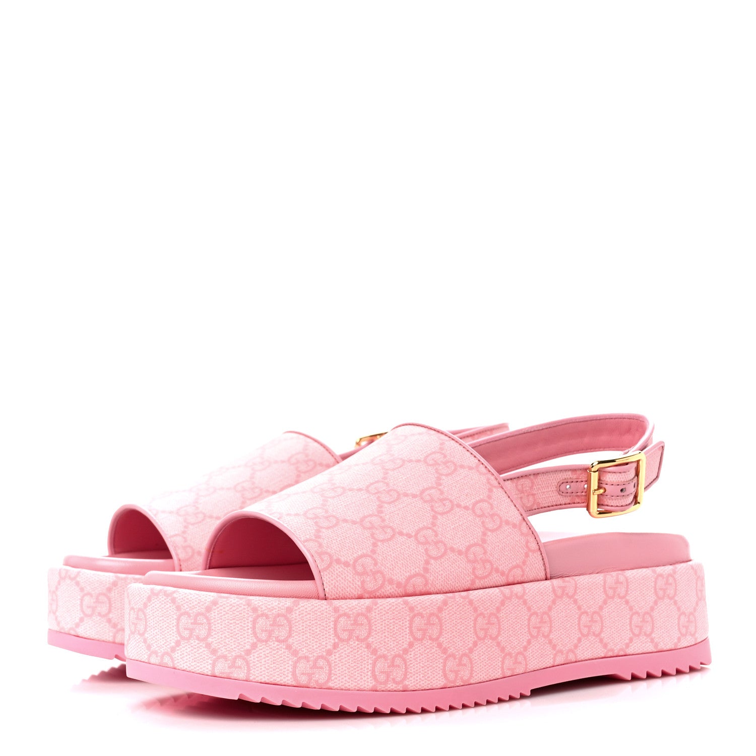 Gucci GG Supreme Monogram Granada Kid Angelina Platform 35mm Slingback Sandals 39.5 Cotton Candy Dark Cotton Candy Wild Rose 4 of 10