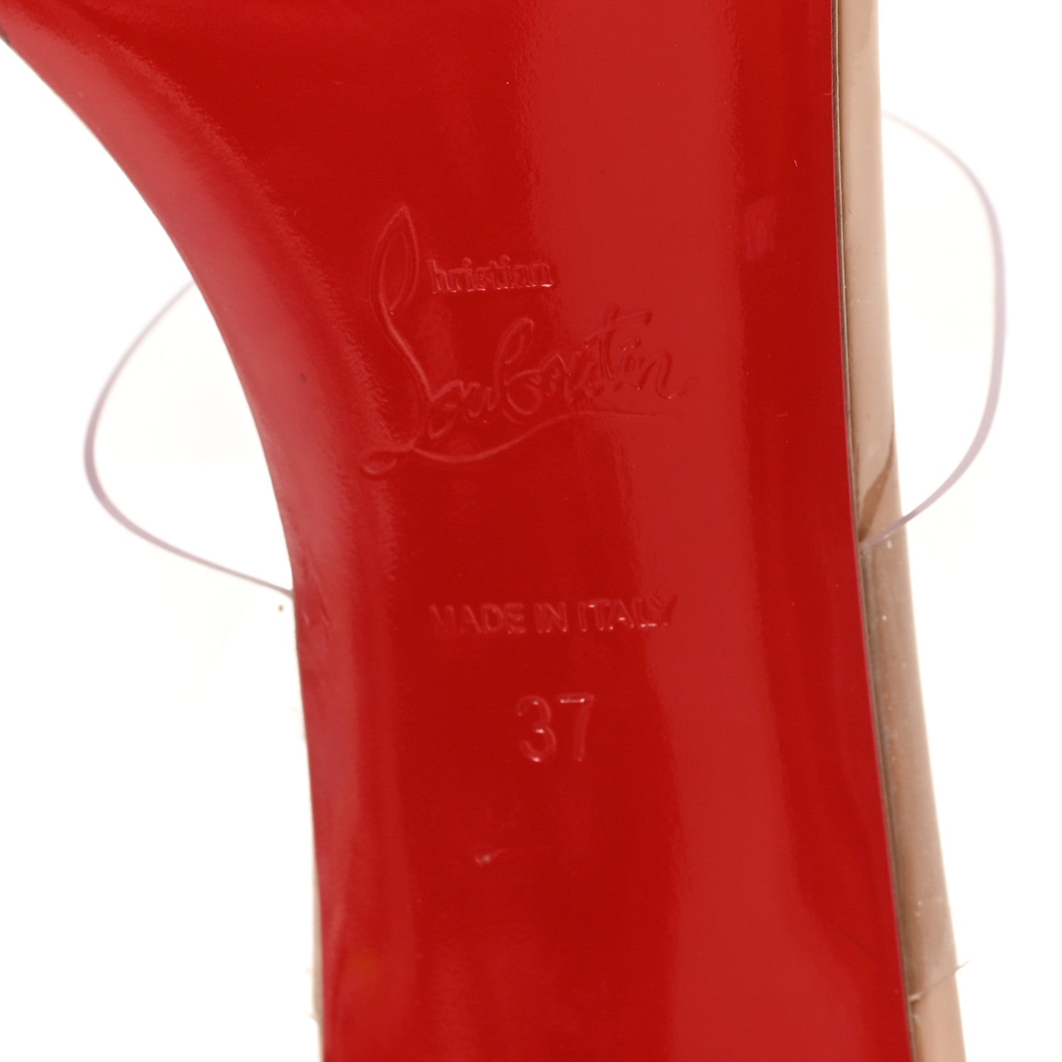 Christian Louboutin Patent PVC Just Nothing 85 Slide Sandals 37 Nude 13 of 27