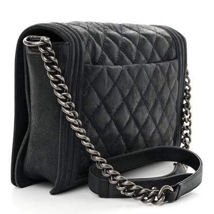 Chanel Goatskin Quilted Medium Gentle Boy Flap Navy Blue 3 of 13