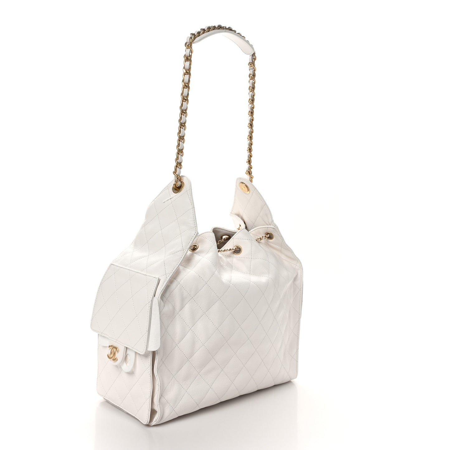 Caviar Quilted Medium Chanel 25 Handbag White