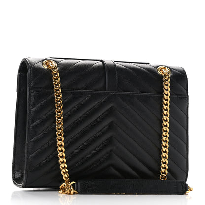 Saint Laurent Grain De Poudre Matelasse Chevron Medium Monogram Satchel Black 3 of 11