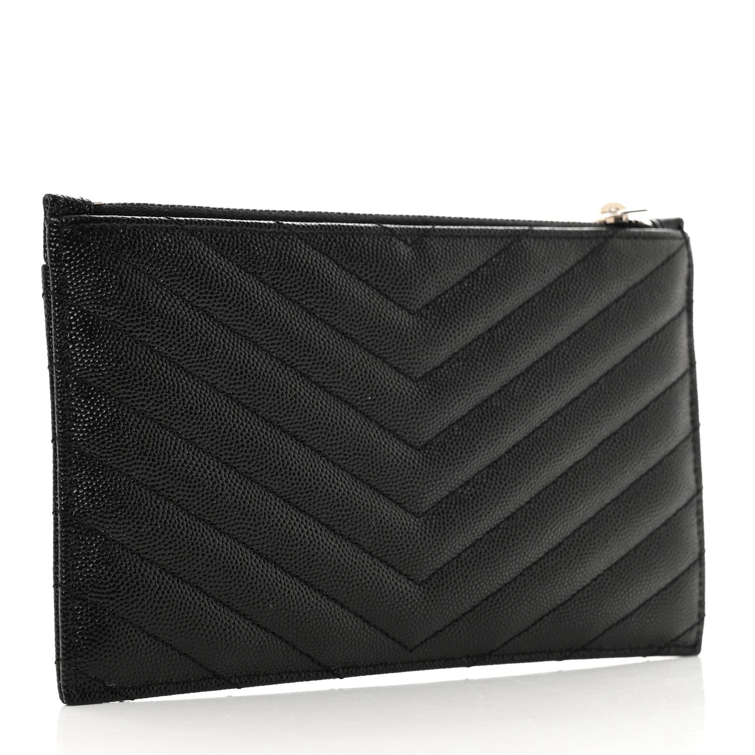 Saint Laurent Grain De Poudre Chevron Monogram Bill Pouch Black 3 of 8
