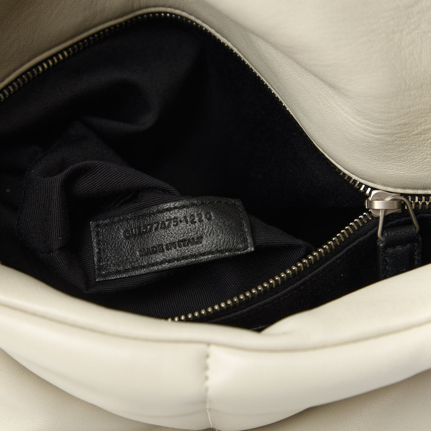 Lambskin Quilted Medium Loulou Puffer Monogram Chain Satchel Blanc Vintage