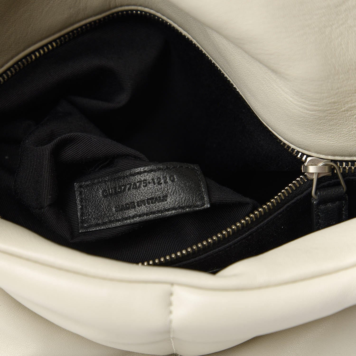 Saint Laurent Lambskin Quilted Medium Loulou Puffer Monogram Chain Satchel Blanc Vintage 9 of 10