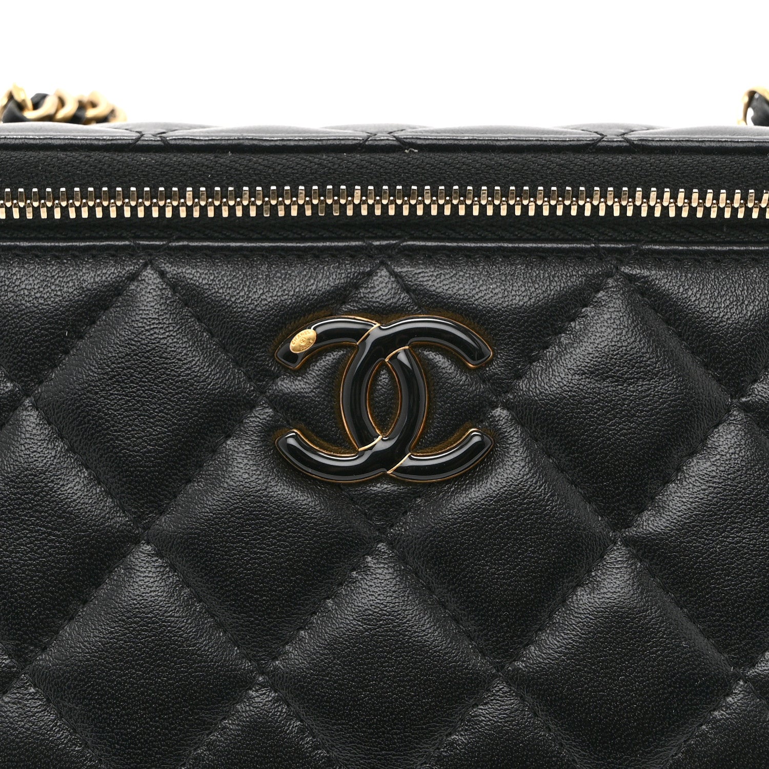 Chanel Lambskin Enamel Quilted Small Vanity Case With Chain Black 8 of 10
