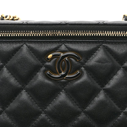 Chanel Lambskin Enamel Quilted Small Vanity Case With Chain Black 8 of 10