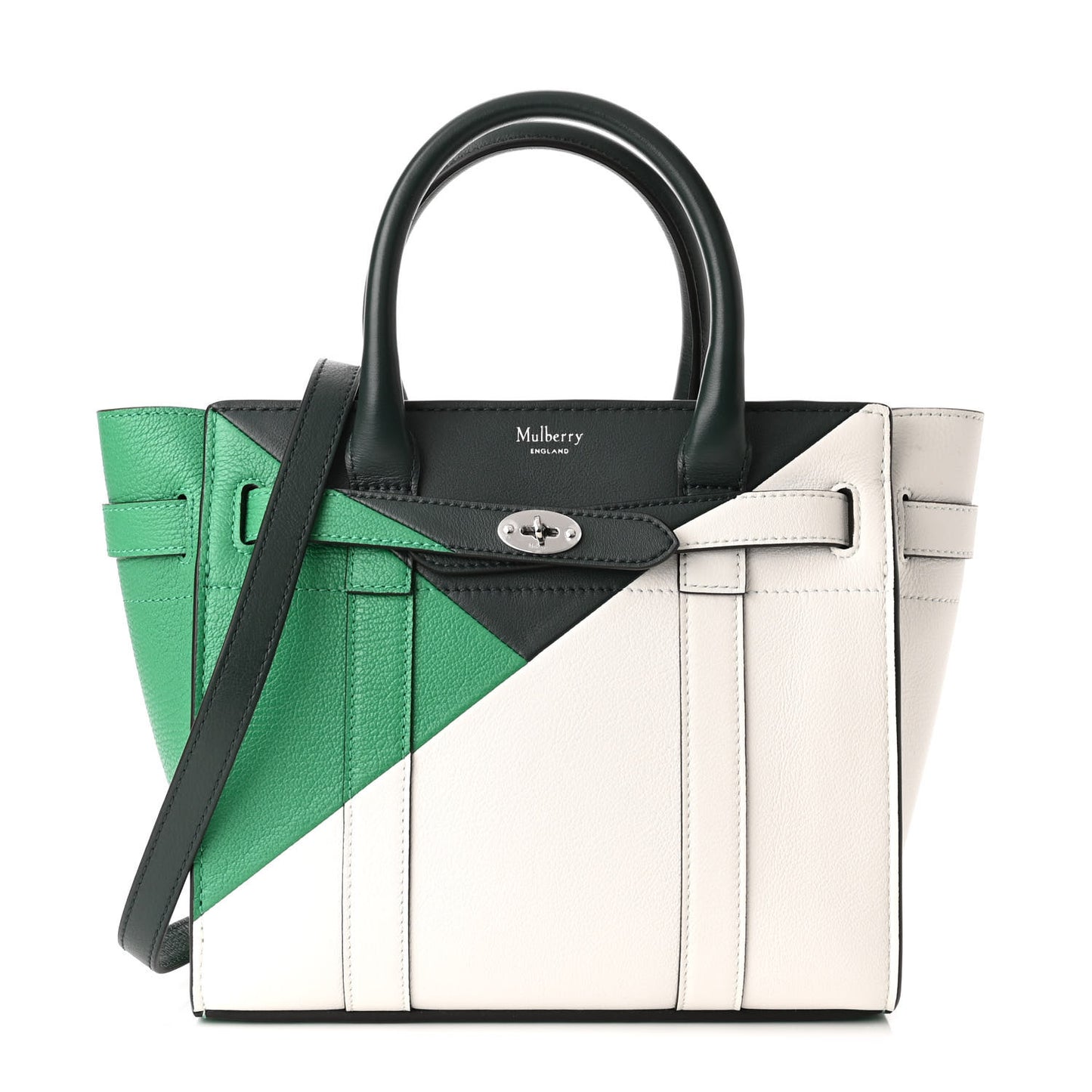 Small Classic Silky Calfskin Mini Zipped Bayswater Lawn Green White Mulberry Green