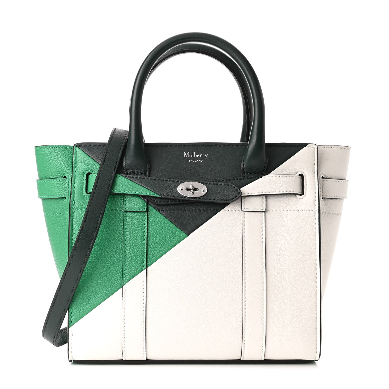 Mulberry Small Classic Silky Calfskin Mini Zipped Bayswater Lawn Green White Mulberry Green 1 of 9