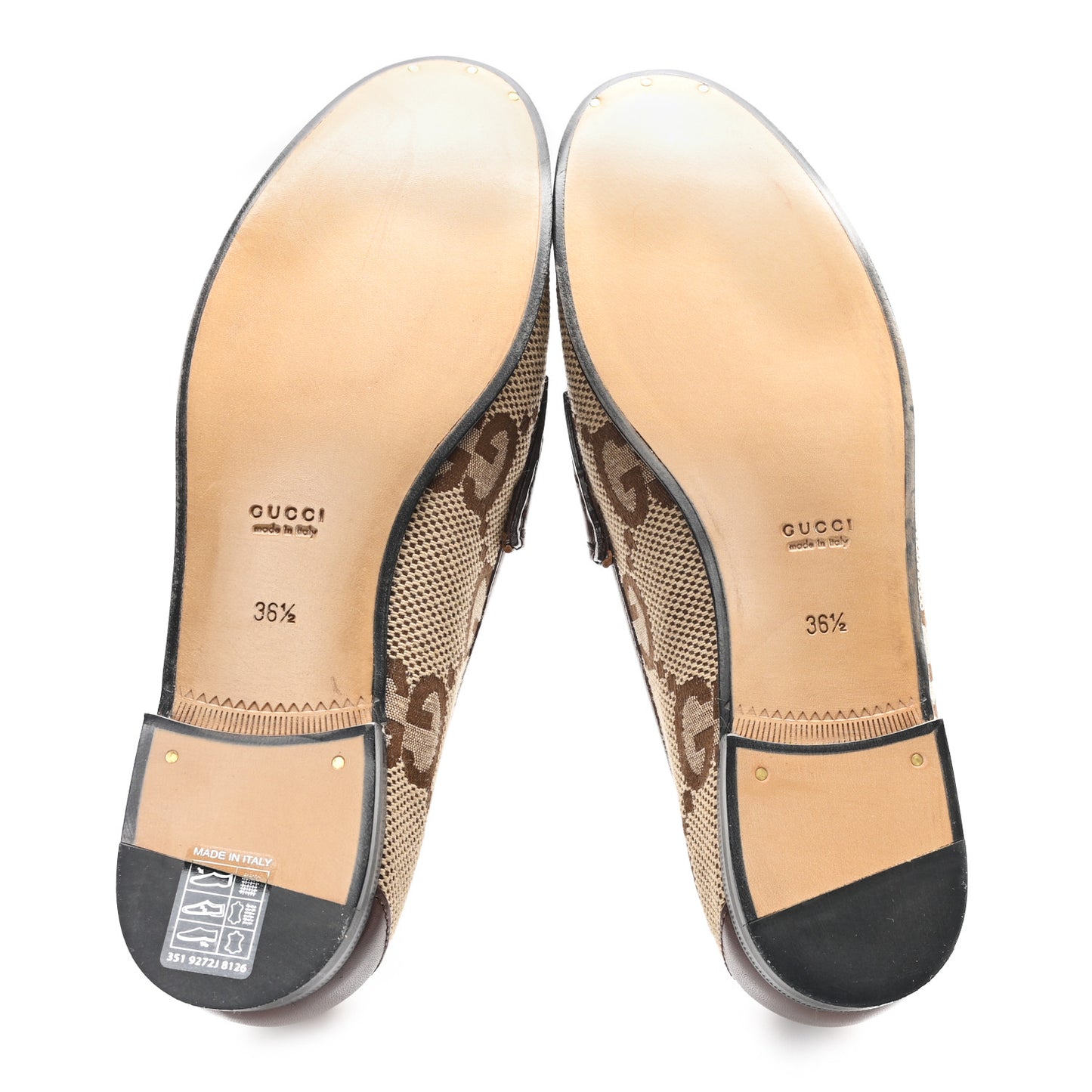 Monogram Jumbo GG Malaga Kid Horsebit Womens Jordaan Loafers 36.5 Beige Ebony New Acero
