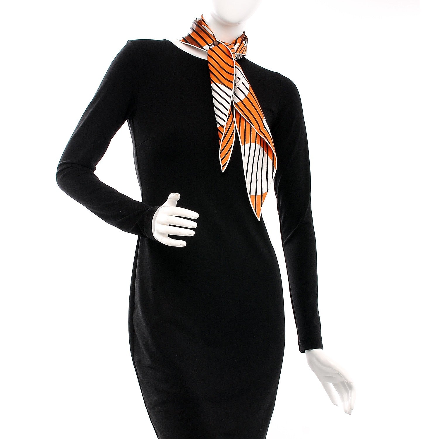 Hermes Silk H20 Triangle Scarf Noir Orange 2 of 8