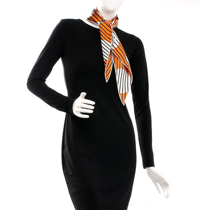 Hermes Silk H20 Triangle Scarf Noir Orange 2 of 8
