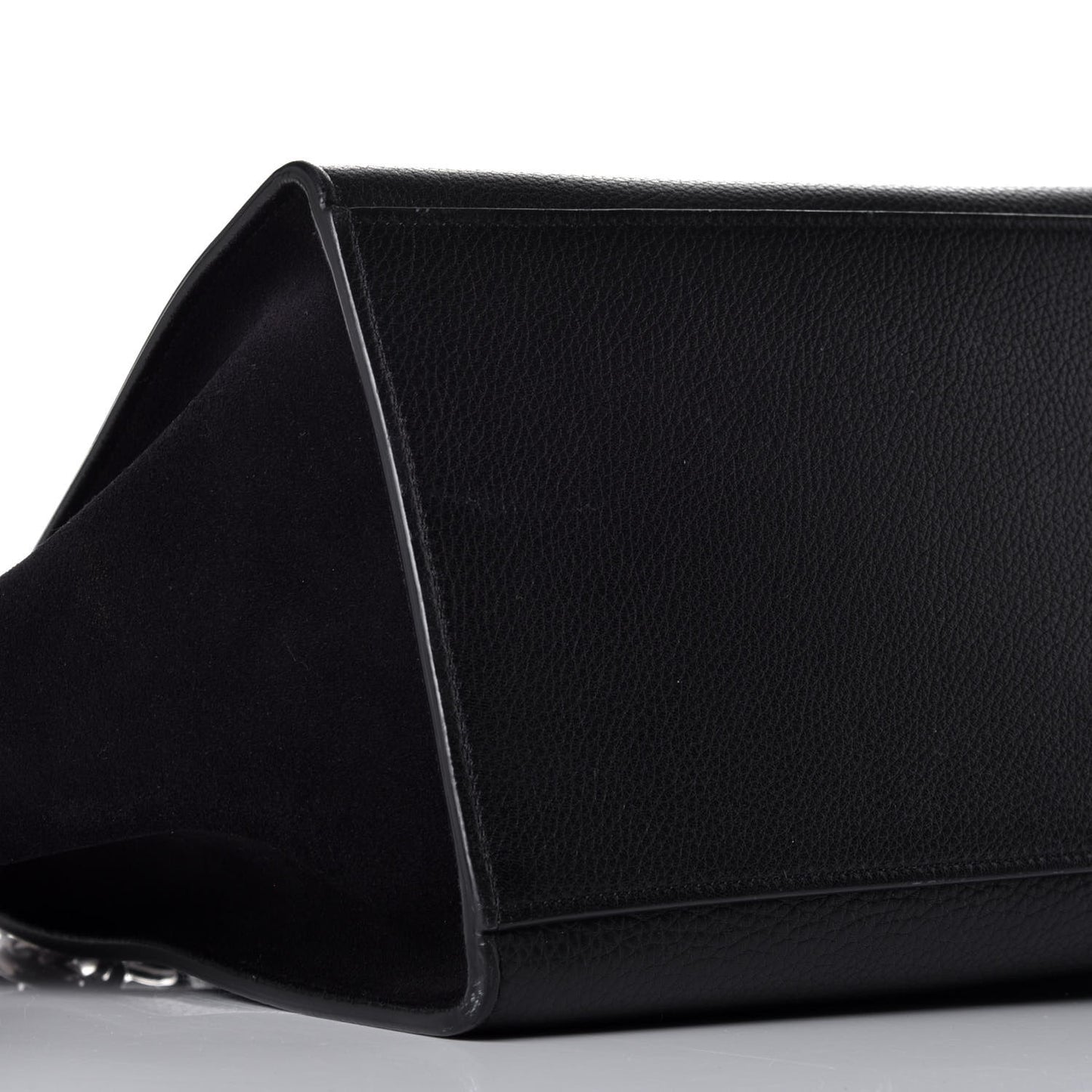 Drummed Calfskin Suede Small Trapeze Black