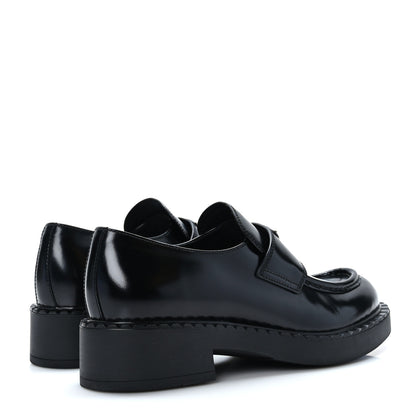 Prada Spazzolato Metal Triangle Logo 50mm Loafers 39 Black 4 of 7