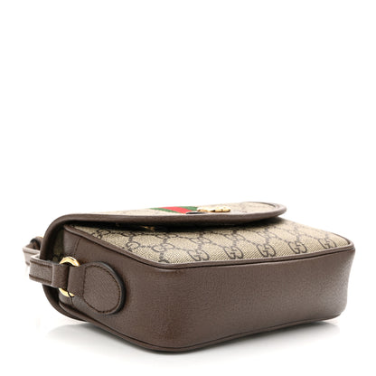 Gucci GG Supreme Monogram Textured Dollar Calfskin Mini Ophidia Flap Shoulder Bag Beige Ebony New Acero 4 of 11