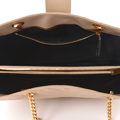 Saint Laurent Grain De Poudre Matelasse Chevron Monogram Shopping Bag Nude Powder 5 of 17