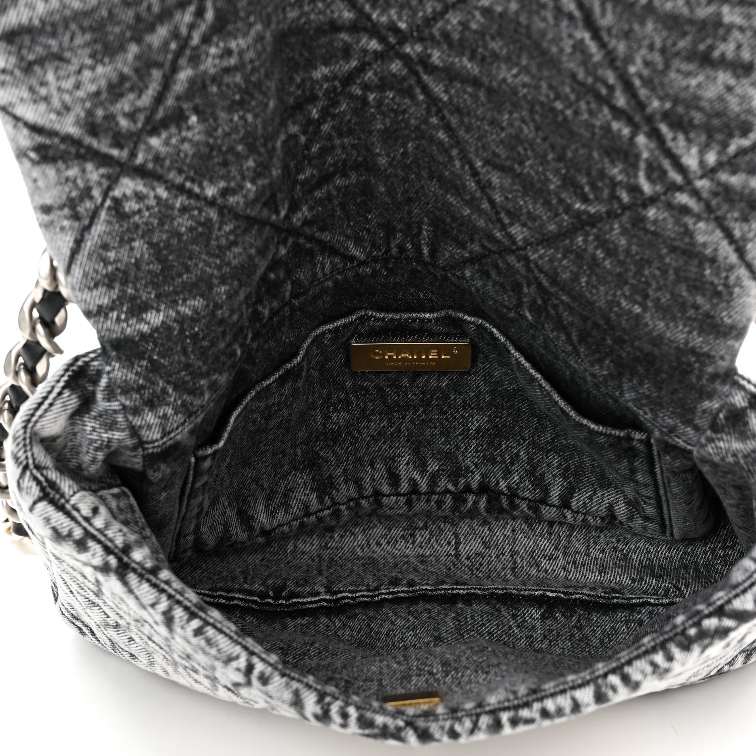 Chanel Washed Denim Quilted Medium Chanel 19 Flap Black White 4 of 10