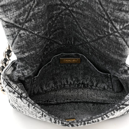 Chanel Washed Denim Quilted Medium Chanel 19 Flap Black White 4 of 10
