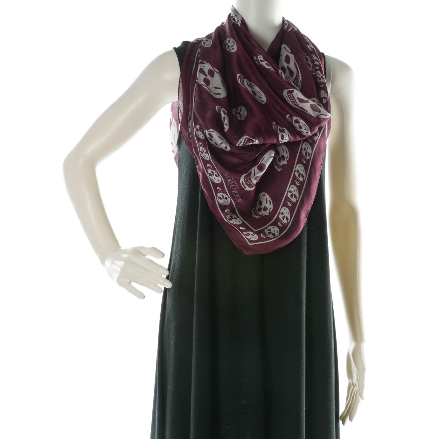Alexander McQueen Silk Chiffon Skull Scarf Burgundy 2 of 5