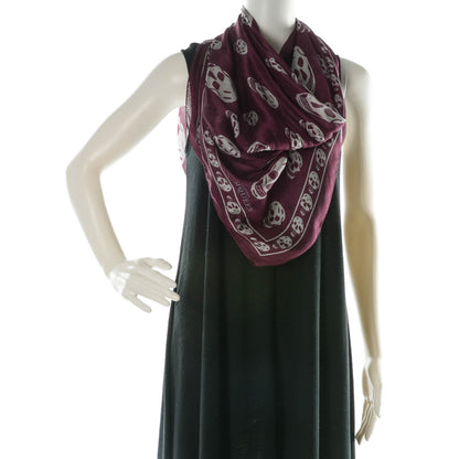 Alexander McQueen Silk Chiffon Skull Scarf Burgundy 2 of 5