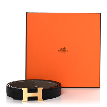 Hermes Swift Epsom 24mm Mini Constance H Belt 85 Black Etoupe 6 of 6
