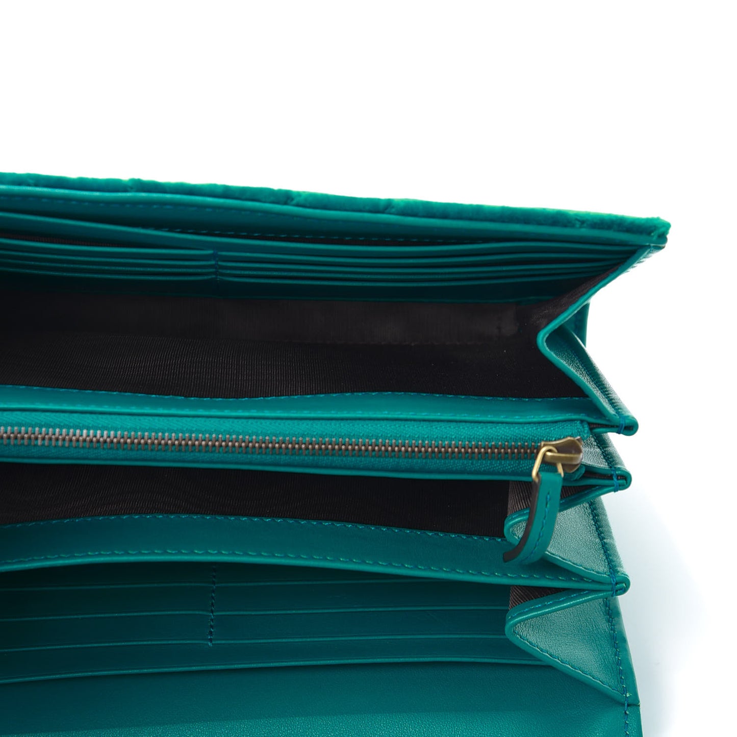 Velvet Matelasse GG Marmont Chain Wallet Pavone Cyan