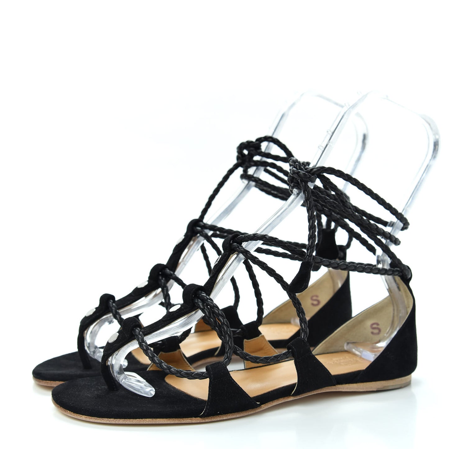 Suede Gladiator Wrap Sandals 38 Black