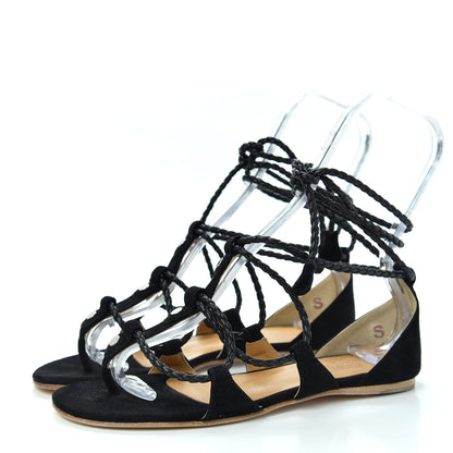 Hermes Suede Gladiator Wrap Sandals 38 Black 3 of 11