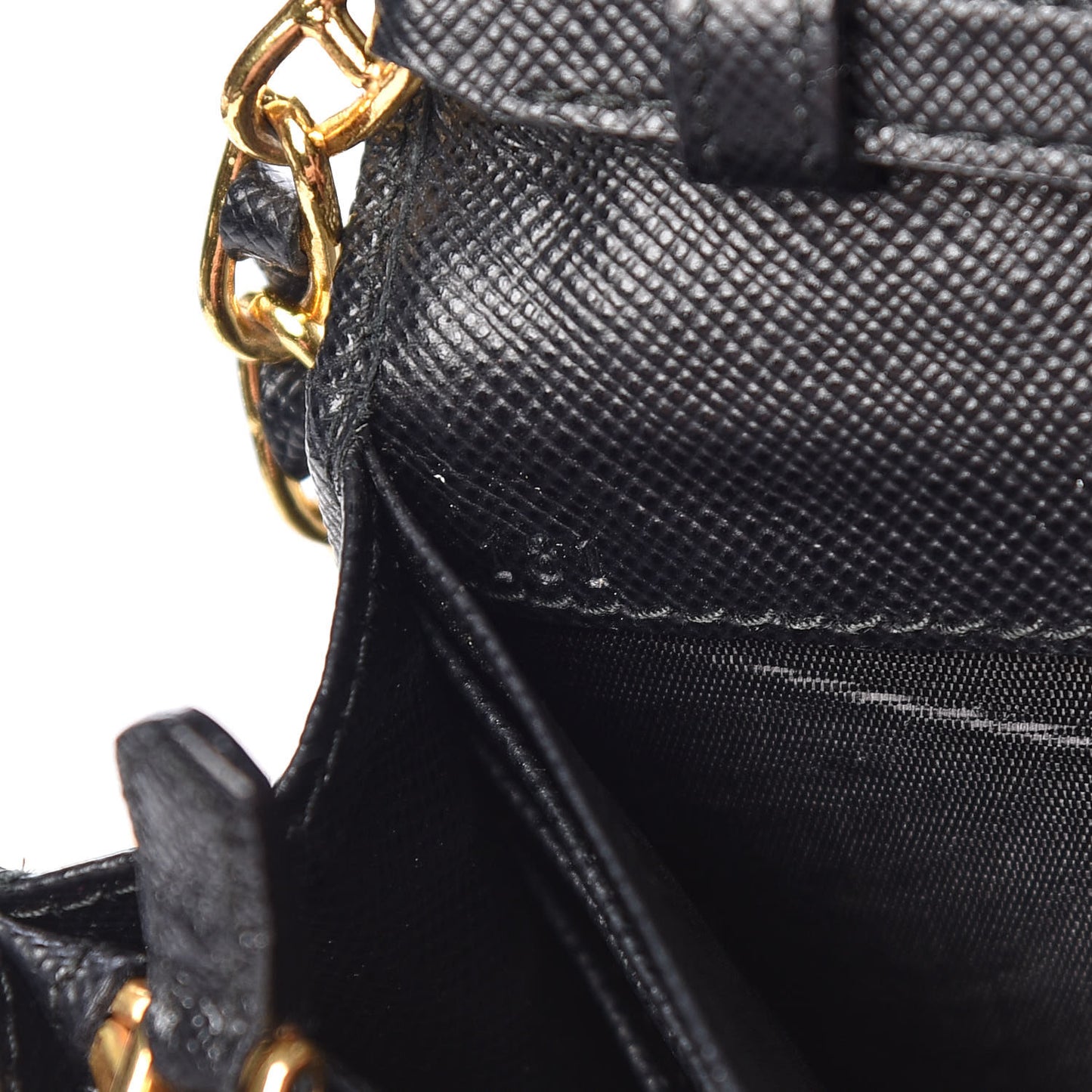 Saffiano Metal Oro Chain Wallet Black