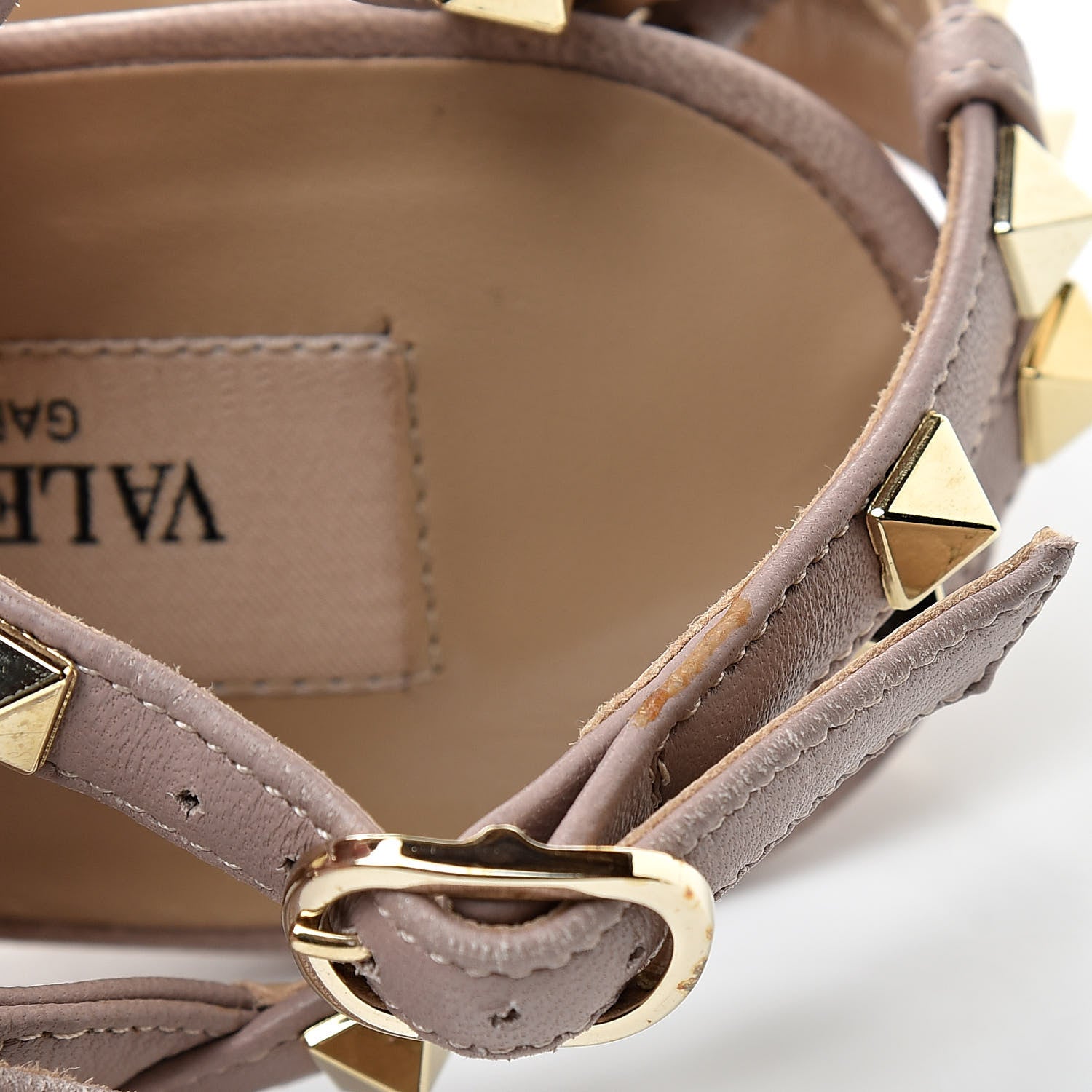 Valentino Garavani Patent Rockstud Ankle Strap Low Heel Pumps 39 Poudre 14 of 16