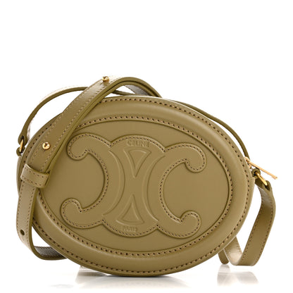 Celine Smooth Calfskin Cuir Small Triomphe Oval Purse Crossbody Olive 1 of 12