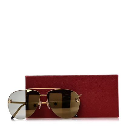 Cartier Santos de Cartier Aviator Sunglasses CT0065S Gold Black 7 of 7