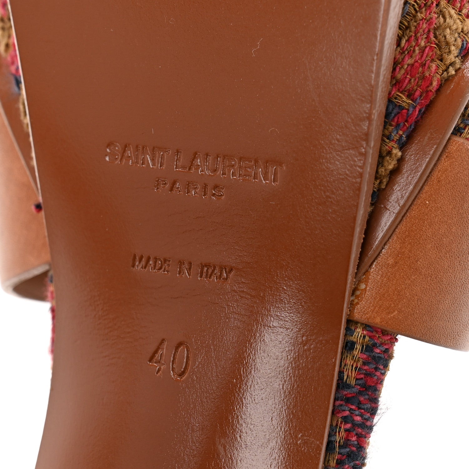 Saint Laurent Calfskin Tapestry Marrakech Tribute 105 Platform Sandals 40 Ambra Sapphire 7 of 9