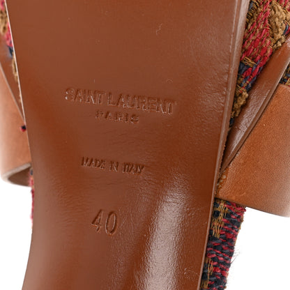 Saint Laurent Calfskin Tapestry Marrakech Tribute 105 Platform Sandals 40 Ambra Sapphire 7 of 9