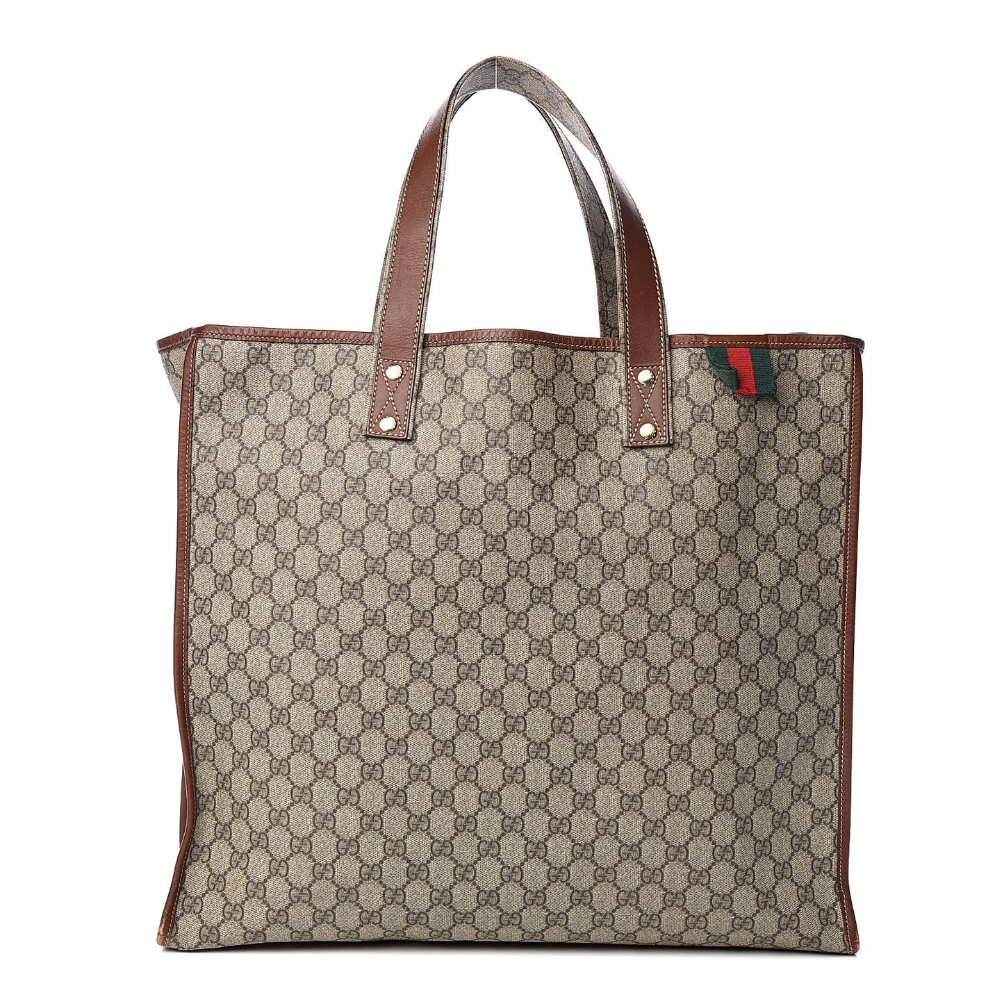 GG Plus Monogram Large Signature Web Loop Tote Brown