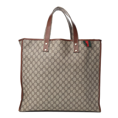 Gucci GG Plus Monogram Large Signature Web Loop Tote Brown 1 of 12