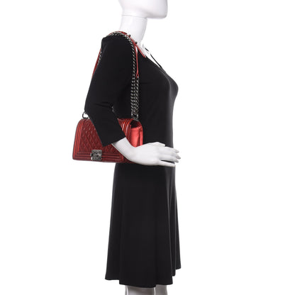 Chanel Metallic Patent Calfskin Quilted Medium Boy Flap Red 2 of 20