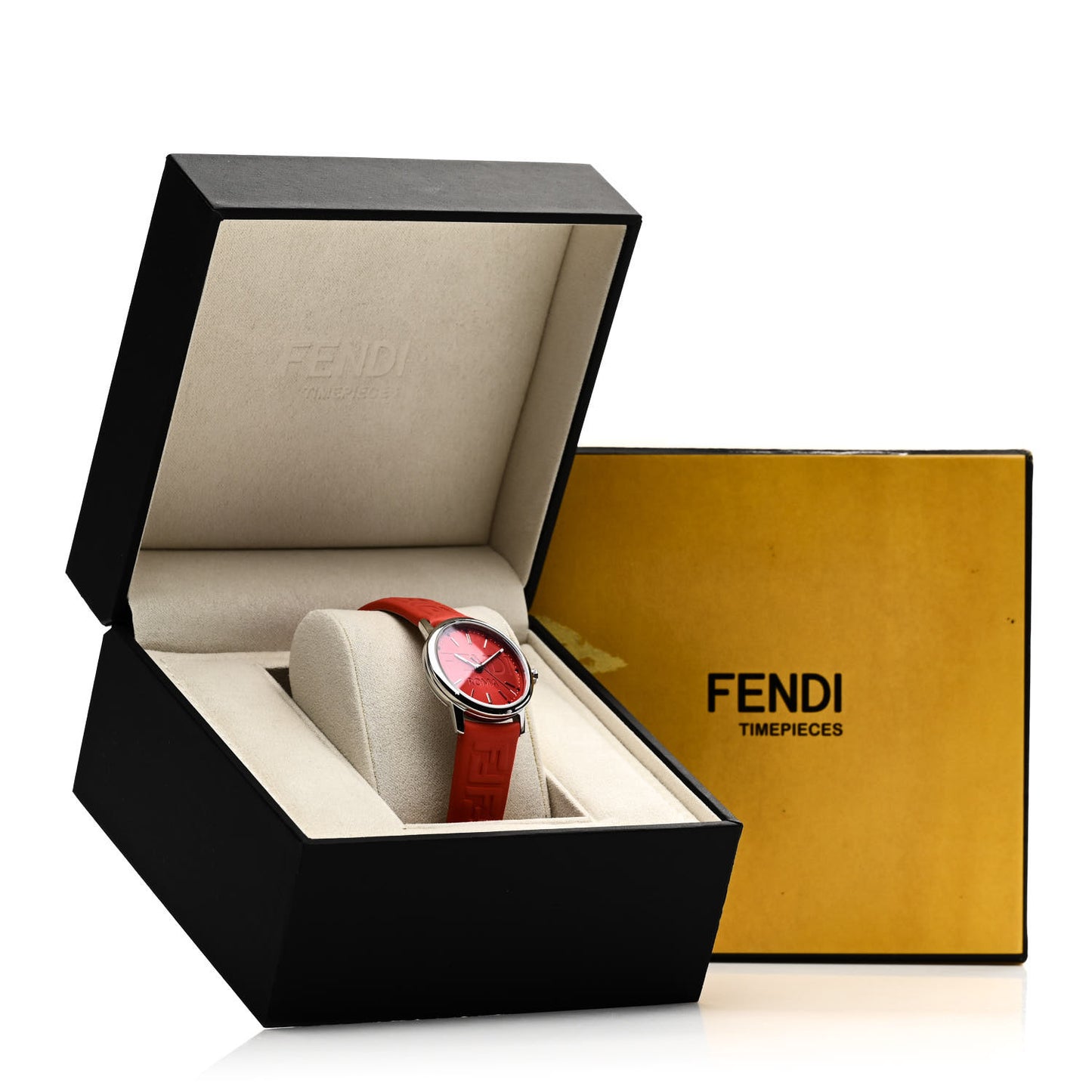 Stainless Steel Calfskin 29mm Forevermore Fendi Quartz Watch Tulip Red