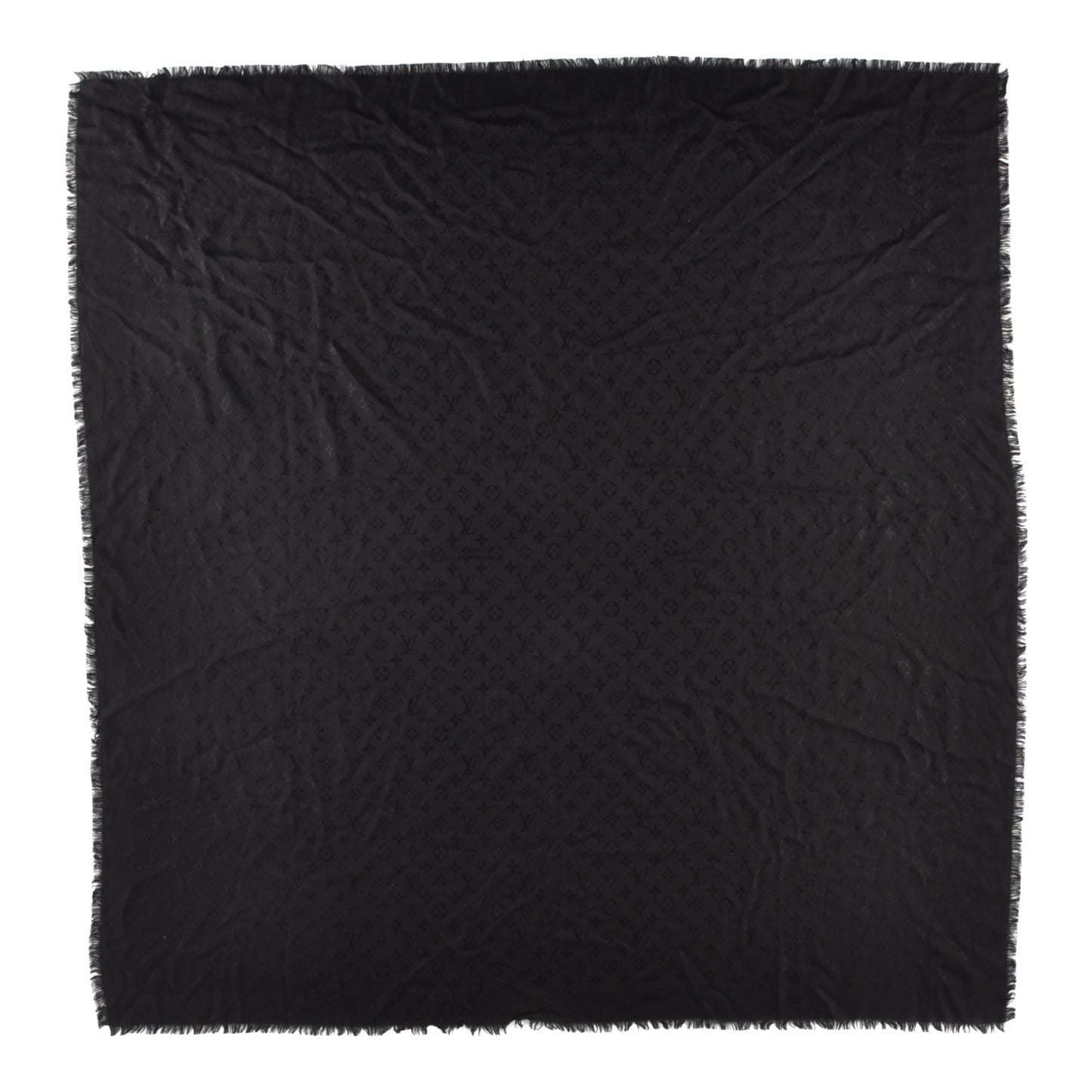 Silk Wool Monogram Shawl Black