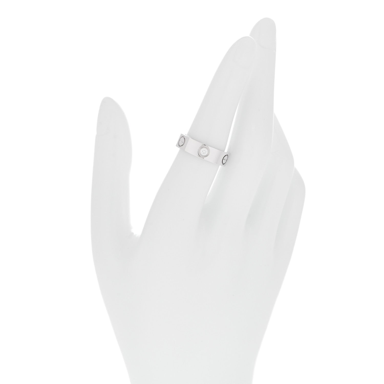 Cartier 18K White Gold 3 Diamond 5.5mm LOVE Ring 53 6.25 2 of 5
