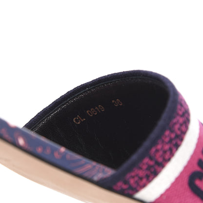 Christian Dior Canvas Embroidered Animals Dway Mules Slide Sandals 36 Deep Blue Fuchsia 8 of 9