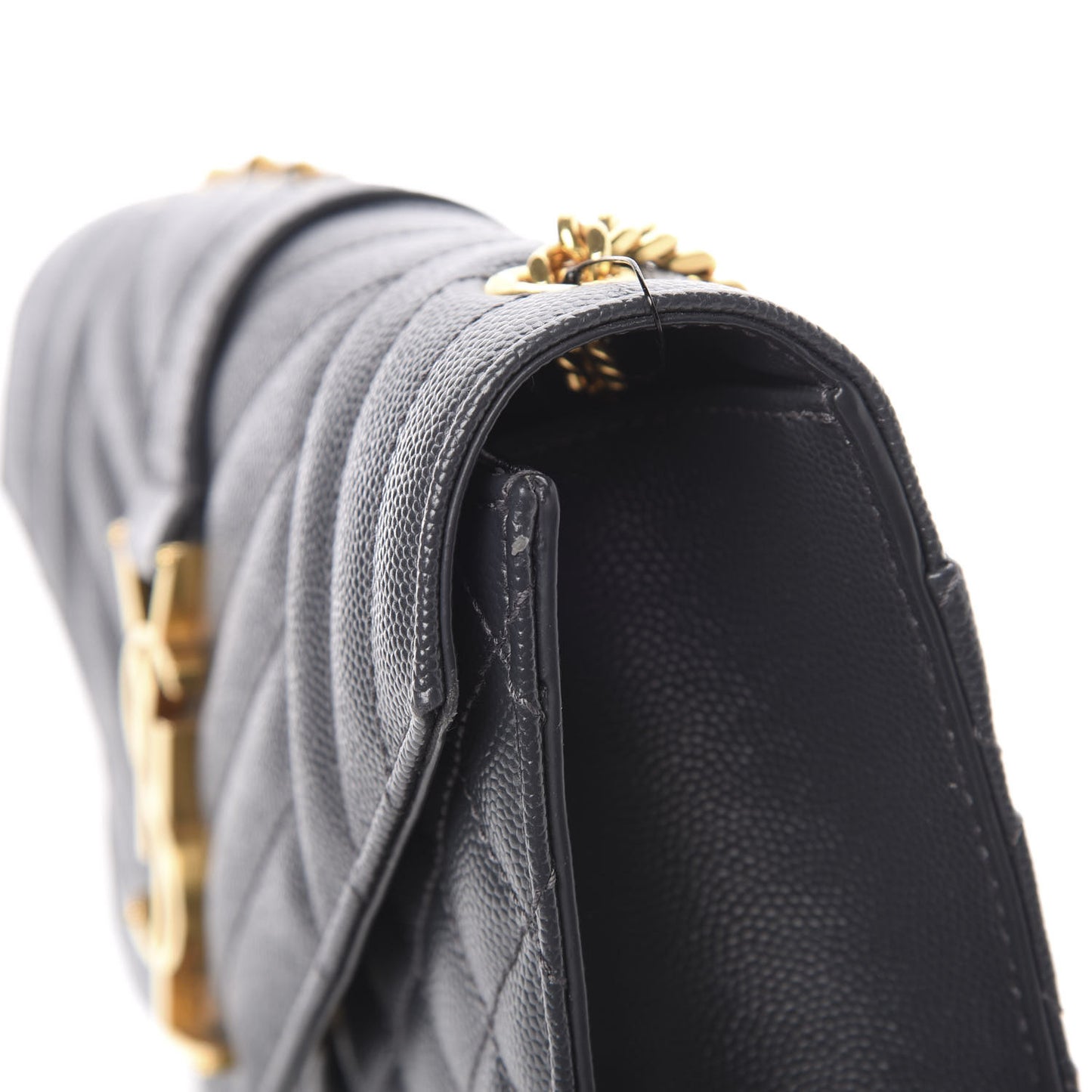 Grain De Poudre Textured Mixed Matelasse Triquilt Small Monogram Satchel Dark Smoke
