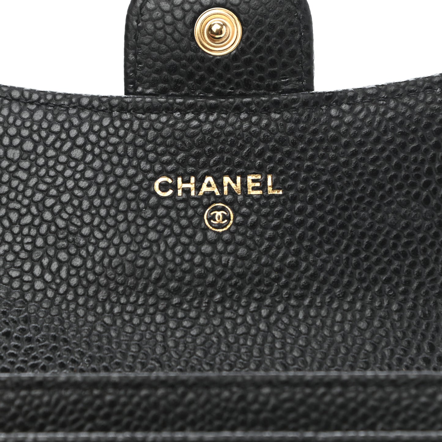 Caviar Quilted Flap Card Holder Wallet Black