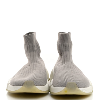 Balenciaga Ribbed Knit Womens Speed 2.0 Transparent Sole Sneakers 40 Baltic Grey White 2 of 8