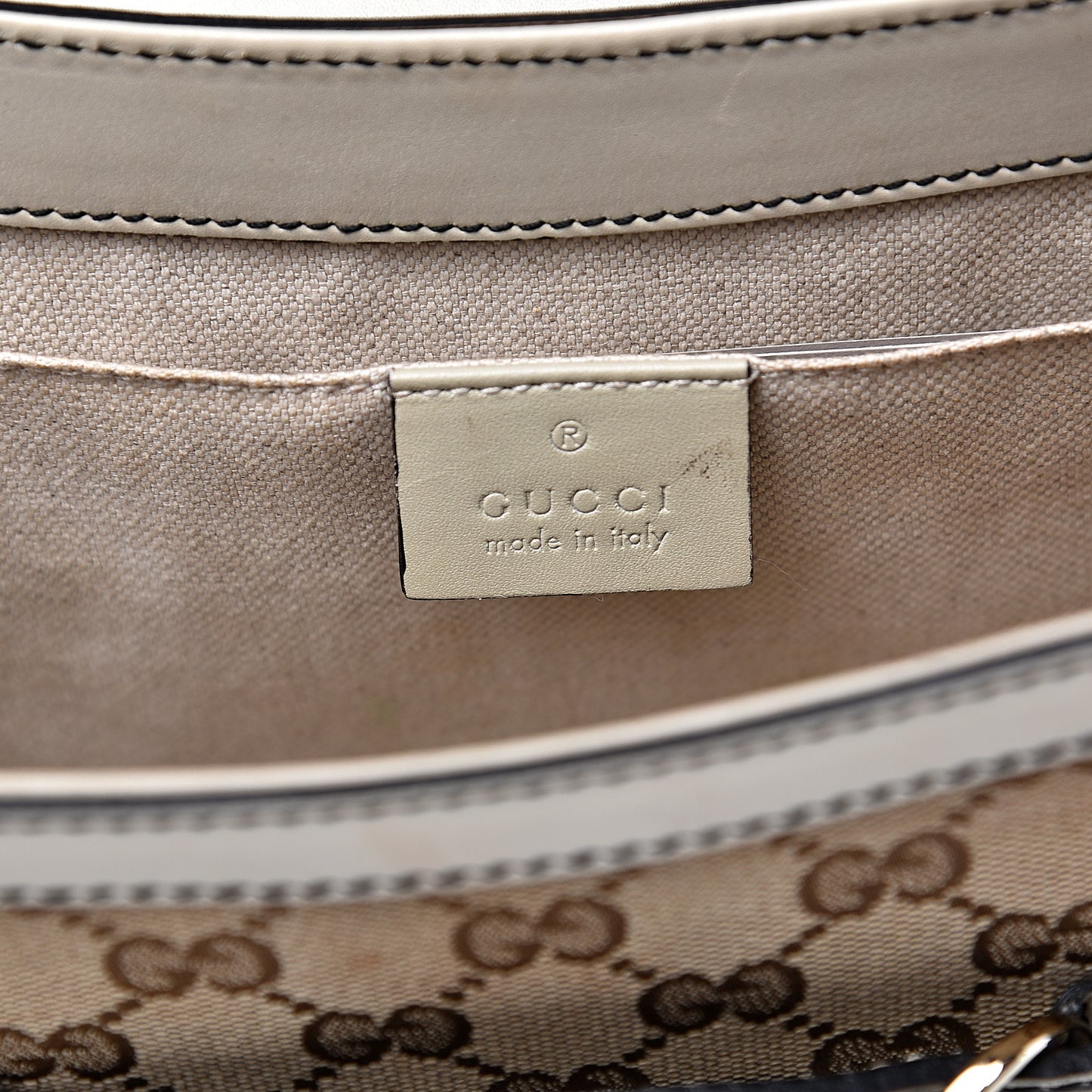 Monogram Margaux Calfskin Medium Emily Chain Shoulder Bag Beige Ebony Mystic White