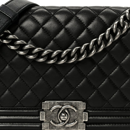 Chanel Lambskin Quilted Medium Boy Flap Black 8 of 10