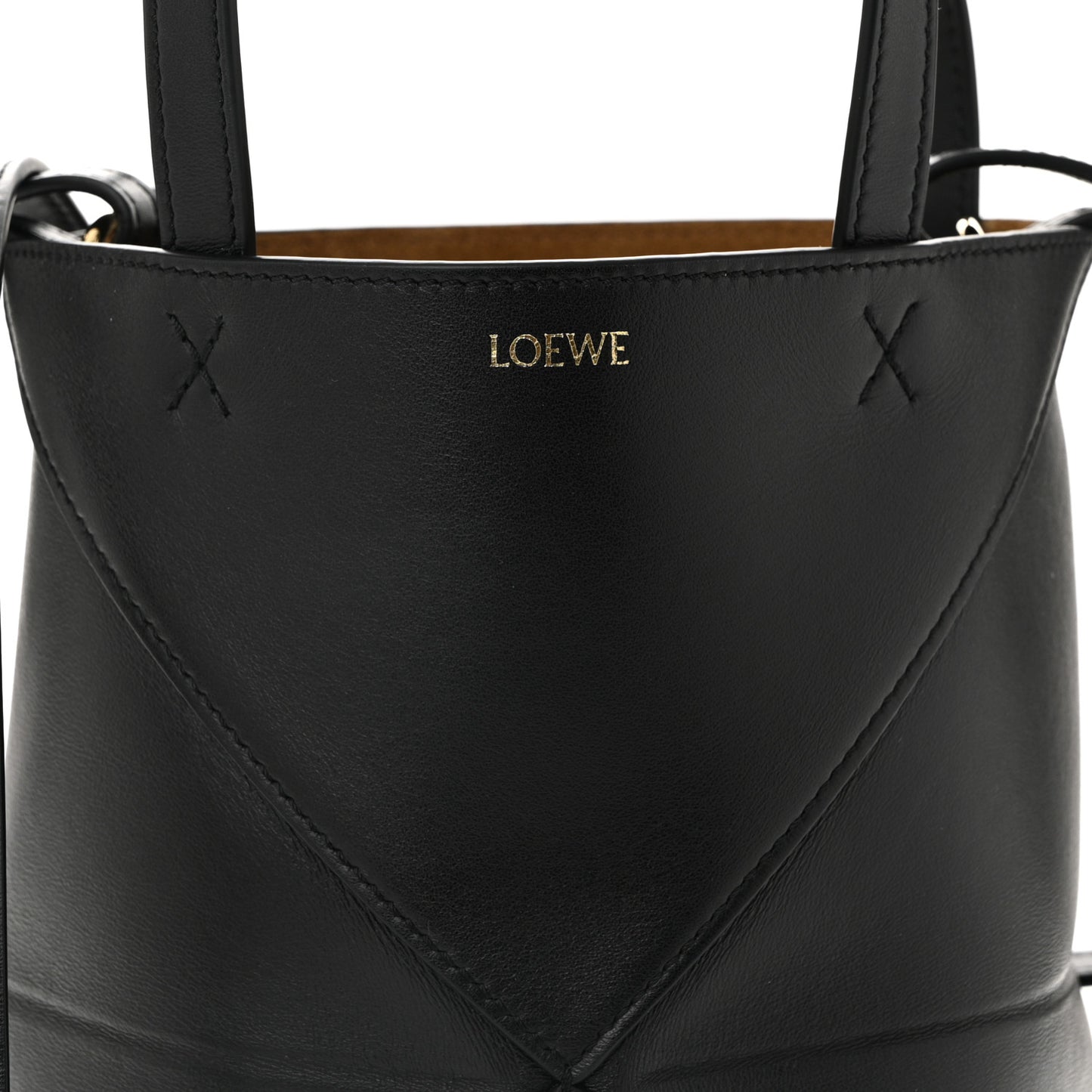 Shiny Calfskin Mini Puzzle Fold Tote Black